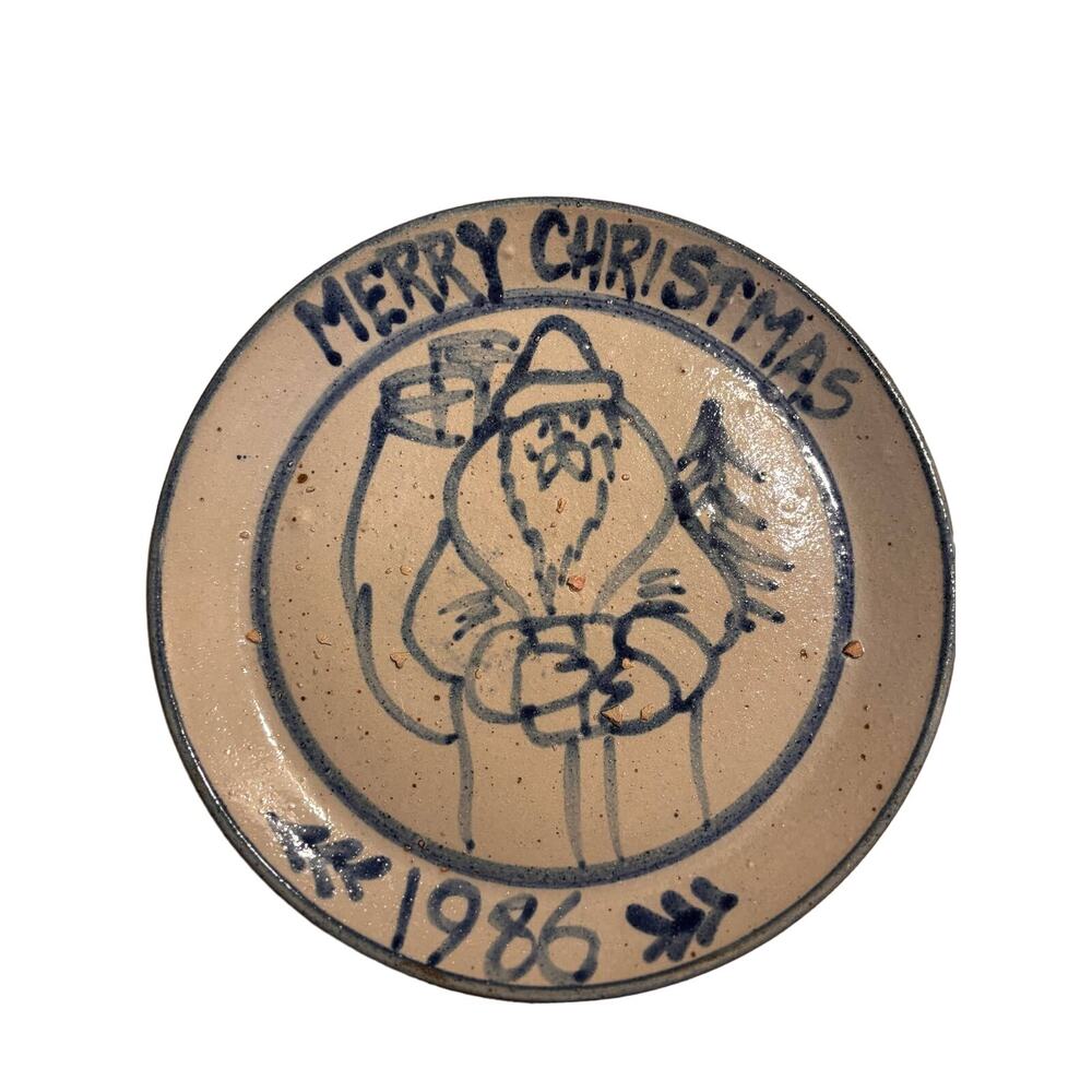 1986 Beaumont Pottery Maine Merry Christmas Santa Plate